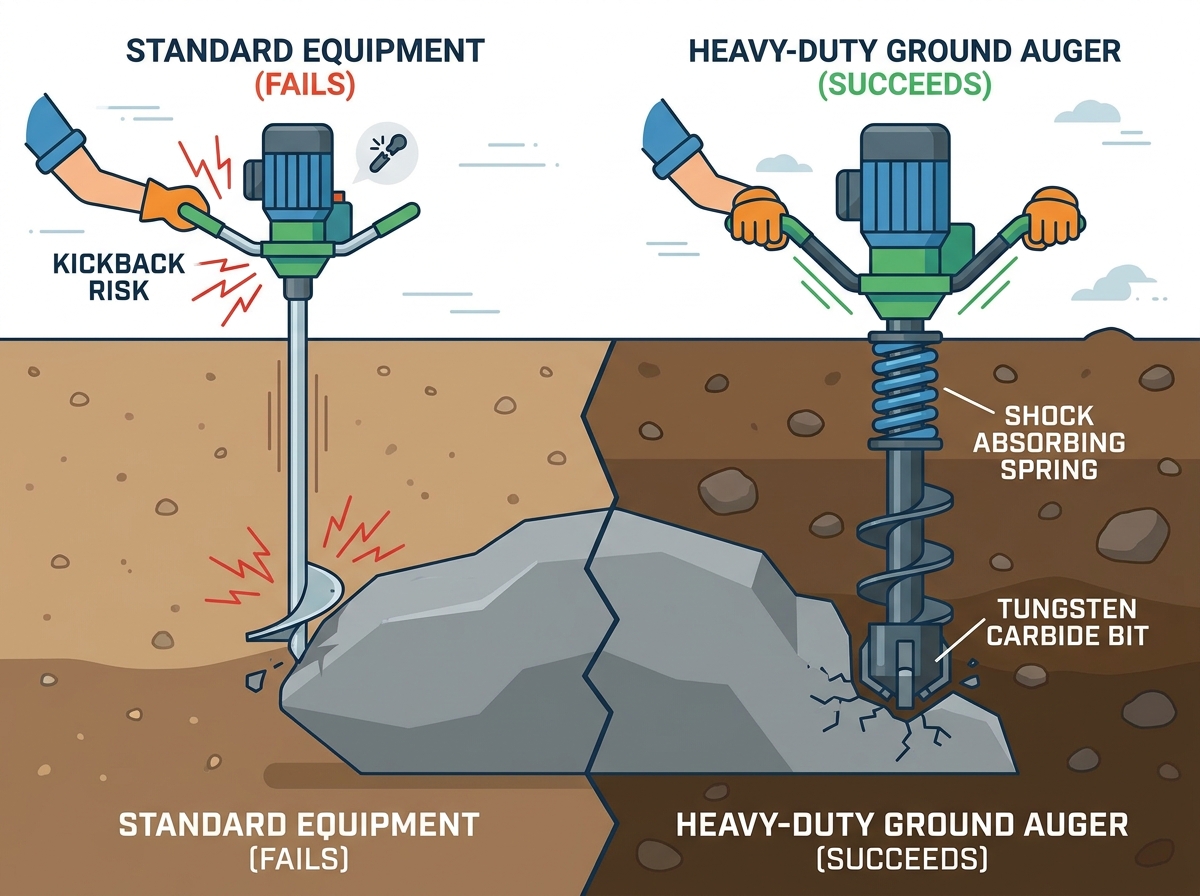 Ground Auger in rocky soil